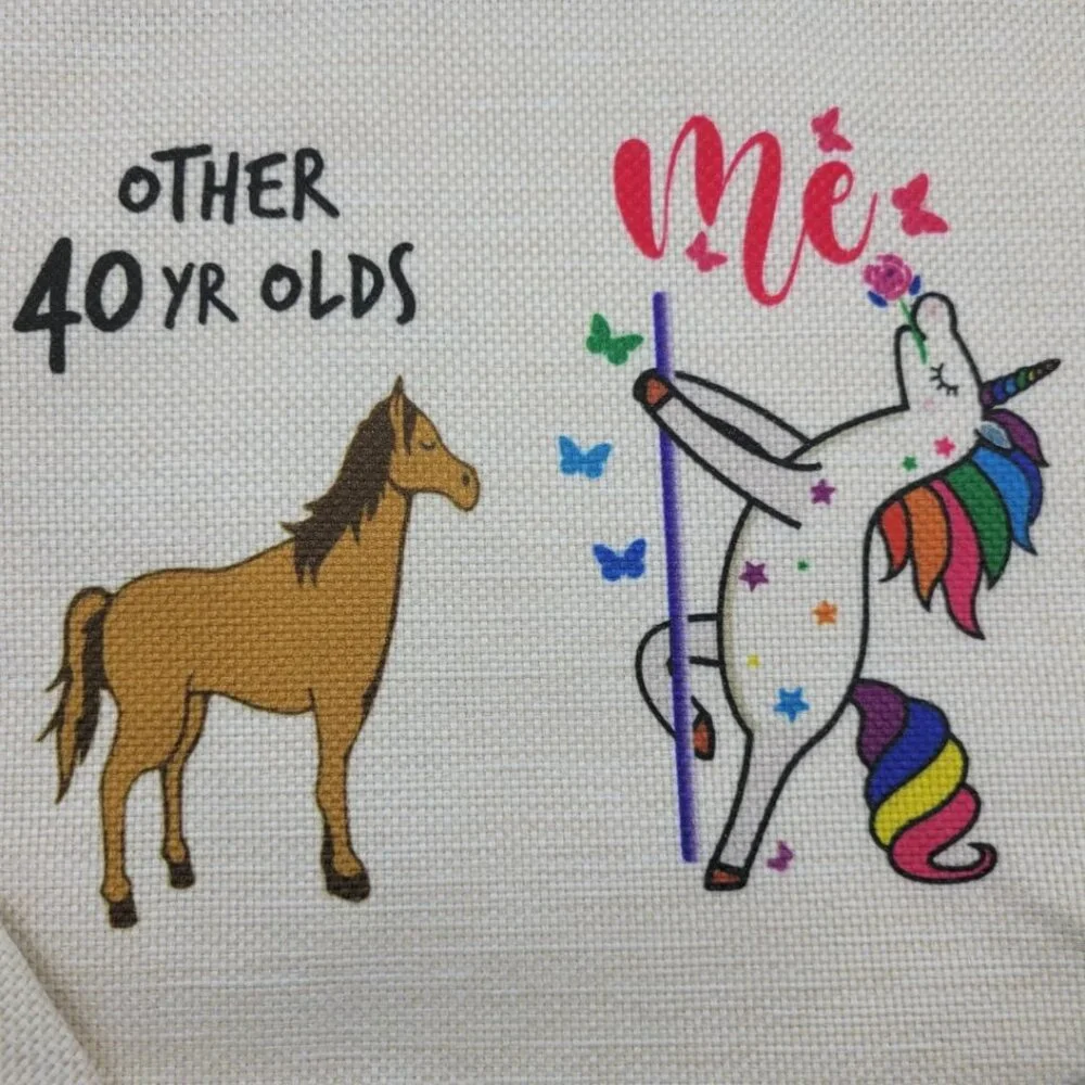 40 Year Old Unicorn Horse Makeup Bag 10 x 8 Canvas Zipper Pouch Dancing Birthday
